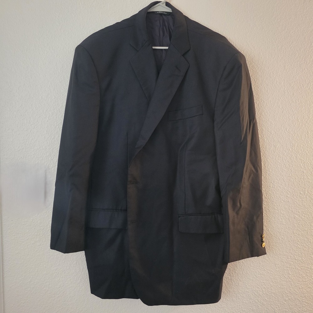 Brooks Brothers Blazer Men 50R Black Wool Country Club Madison Saxxon Sport Coat